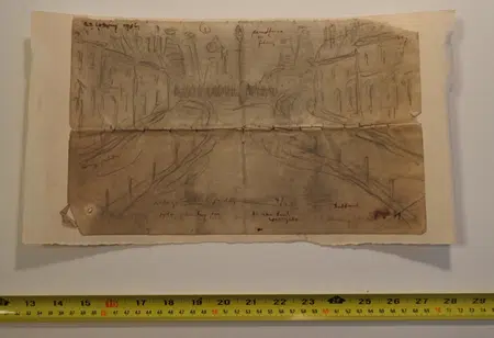 L S Lowry Sketch Picture Drawing - Street Scene Pendlebury 1956