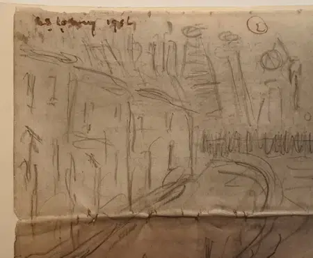 L S Lowry Sketch Picture Drawing - Street Scene Pendlebury 1956