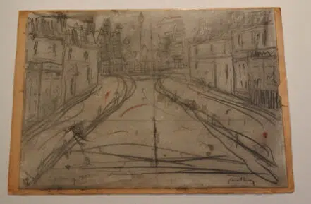 L S Lowry Sketch Picture Drawing – Street Scene Pendlebury 1951
