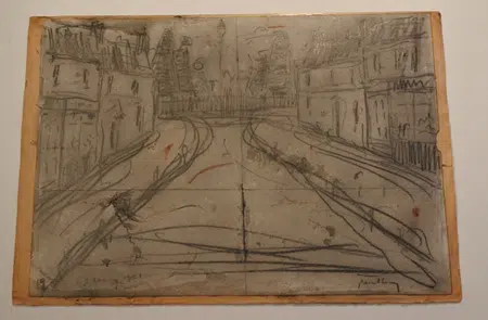 L S Lowry Sketch Picture Drawing - Street Scene Pendlebury 1951