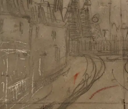L S Lowry Sketch Picture Drawing - Street Scene Pendlebury 1951