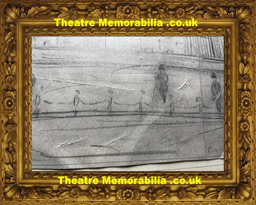 L S Lowry Sketch Picture Drawing - Street Scene Manchester 1959