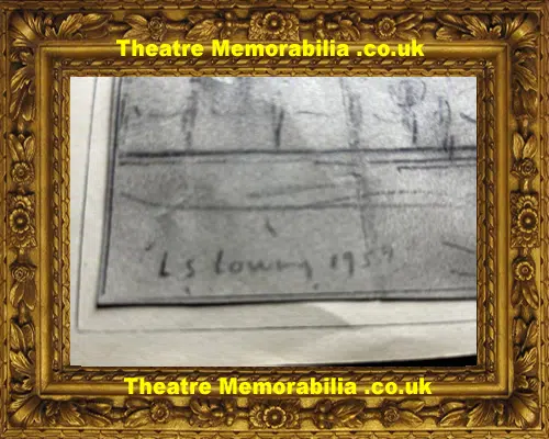 L S Lowry Sketch Picture Drawing - Street Scene Manchester 1959