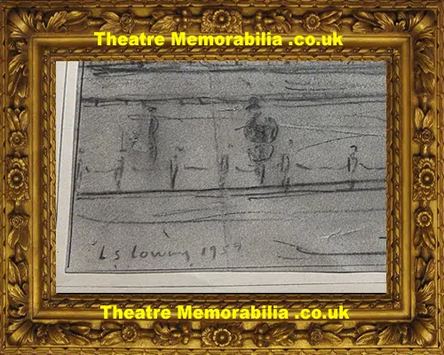 L S Lowry Sketch Picture Drawing - Street Scene Manchester 1959