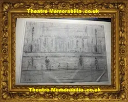 L S Lowry Sketch Picture Drawing – Street Scene Manchester 1959