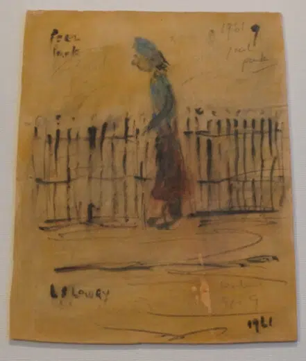 L S Lowry Sketch Picture Drawing – woman Peel Park – 1961