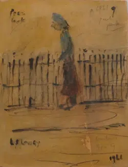 L S Lowry Sketch Picture Drawing – woman Peel Park – 1961