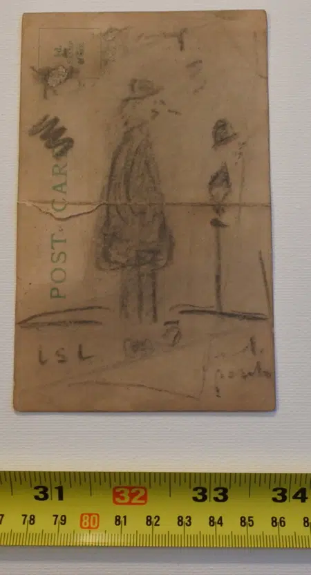 L S Lowry Sketch - Tramp - Postcard Drawing - Blessings Card