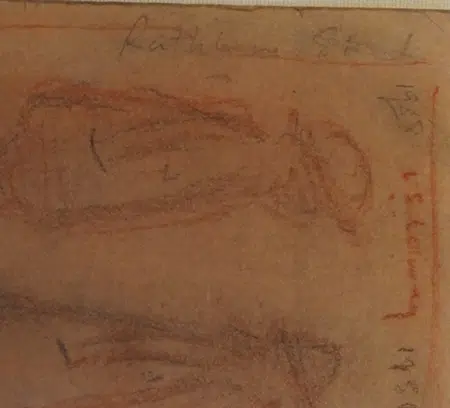 L S Lowry Sketch - Two Tramps - On Rear of Rent Book Form 1958