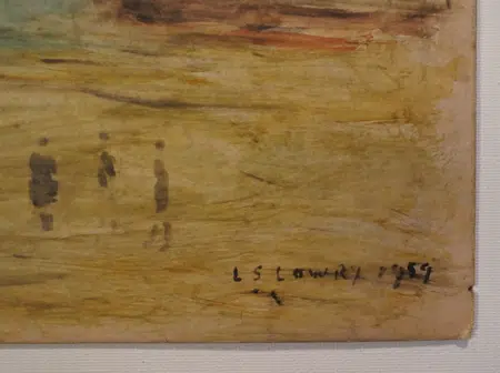 L S Lowry Watercolour Painting - People on the Beach Boats 1959