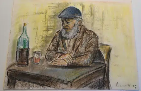 Norman Cornish Old Man In The Pub Pastel Picture 1987
