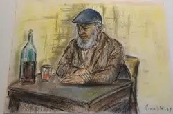 Norman Cornish Old Man In The Pub Pastel Picture 1987