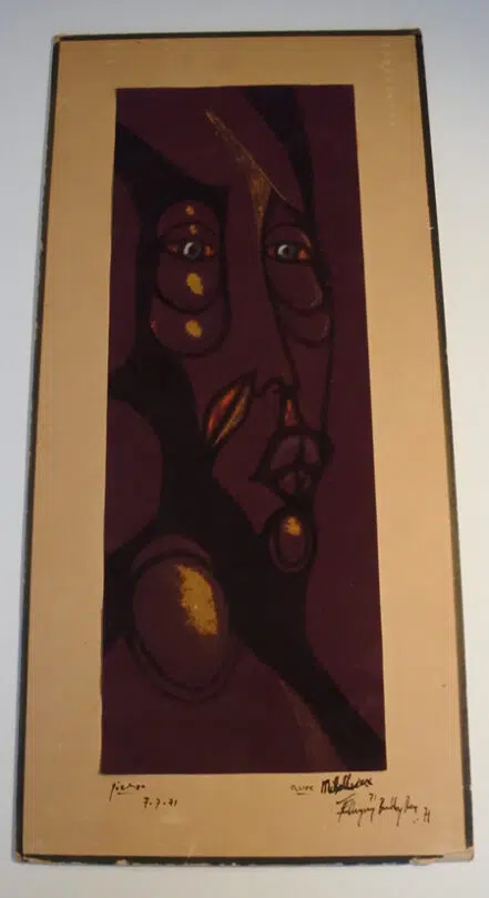 Pablo Picasso Unusual Art Work on Crushed Velvet AMAZING! – 1971