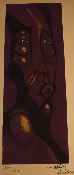 Pablo Picasso Unusual Art Work on Crushed Velvet AMAZING! – 1971