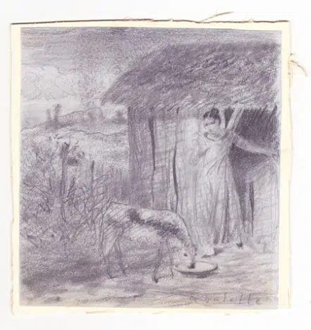 Pierre Adolphe Valette Pencil Sketch Drawing ? Lowry’s Teacher