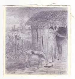 Pierre Adolphe Valette Pencil Sketch Drawing ? Lowry’s Teacher