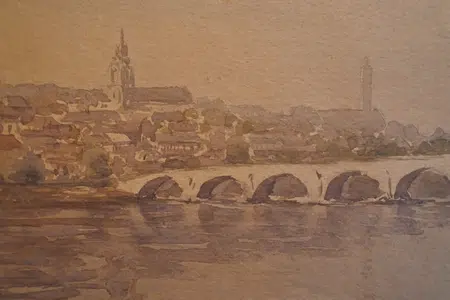 Reg Harrison Watercolour Painting France River - Blois Sur Loire