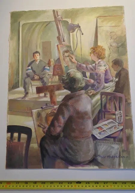 Trevor Hodgkinson Painting Pastel Art Work - The Art Class