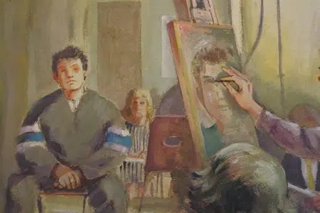 Trevor Hodgkinson Painting Pastel Art Work - The Art Class