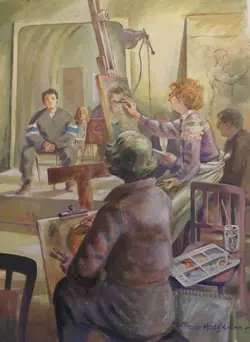 Trevor Hodgkinson Painting Pastel Art Work - The Art Class