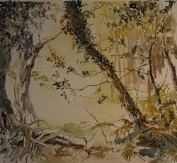 Unknown Artist - A Woodland Forest Scene Watercolour Picture