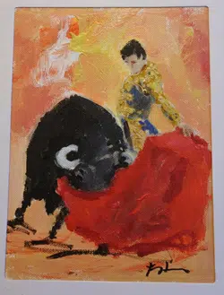 Unknown Artist Bull Fighter Torero Toureiro Matador Oil Painting