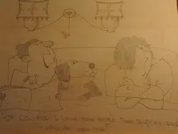 Unknown Artist – Pencil Sketch Cartoon Humour – Dog In The Bed !