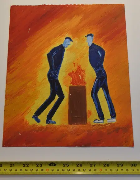 Unknown Artist - Two Stickmen Around The Fire Oil Painting