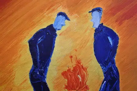 Unknown Artist - Two Stickmen Around The Fire Oil Painting