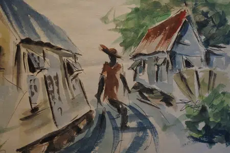 Wayne Archer - St Michael Barbados Houses Huts Painting
