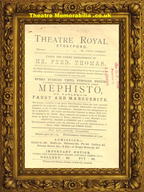 Stratford Theatre Royal - Mephisto - 1887