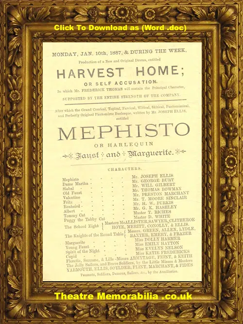 Stratford Theatre Royal - Mephisto - 1887