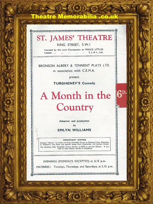 London St James's Theatre - Month In The Country - 1943