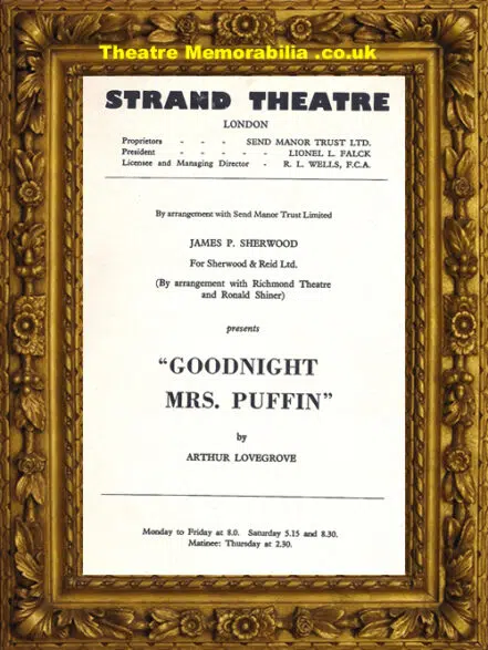 London Strand Theatre – Goodnight Mrs Puffin – 1961 Irene Handl