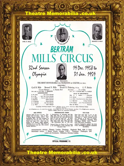 Olympia - Bertram Mills Circus 1958 - Plus Ticket