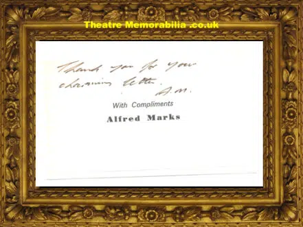 Alfred Marks Autograph Signed Compliments Card