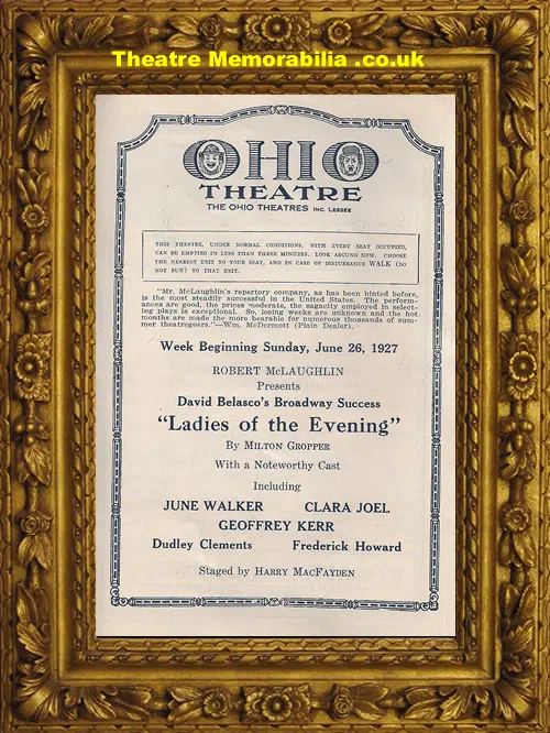 America Ohio Theatre - Ladies Of The Evening - 1927