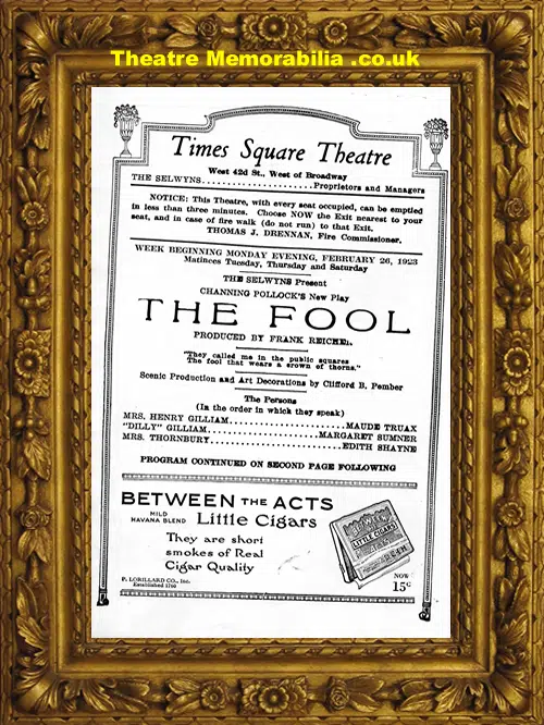 America Times Square Theatre New York - The Fool - 1923