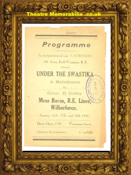Army Theatre Show Programme – Under The Swastika – 1941