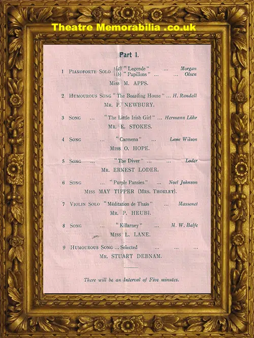 Barnet Bells Hill Working Mens Club - Evening Concert - 1906