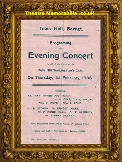 Barnet Bells Hill Working Mens Club – Evening Concert – 1906