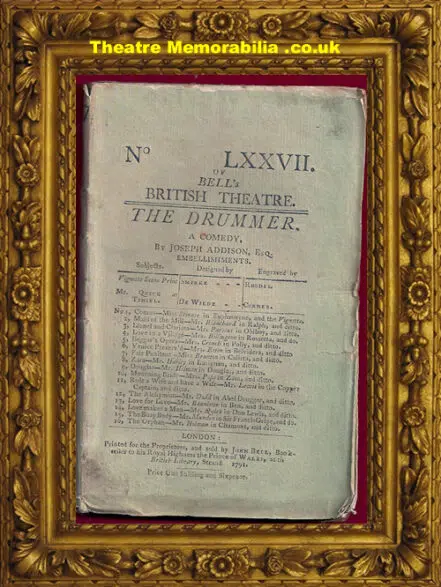 Bell’s British Theatre Book Of Words – The Drummer – 1791