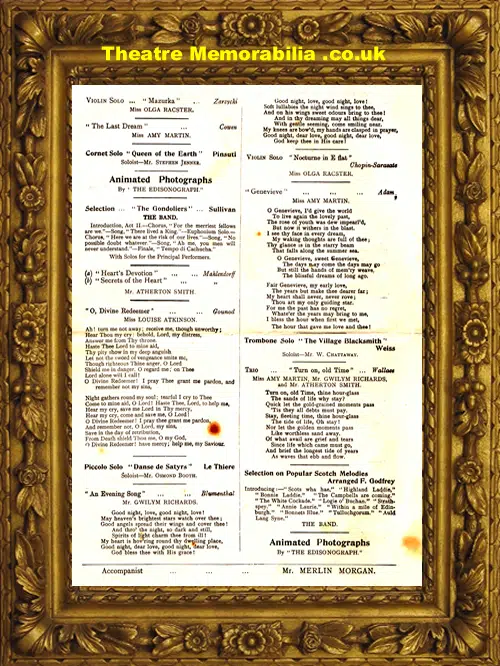 Bermondsey Town Hall Grand Concert - Military Band - 1902