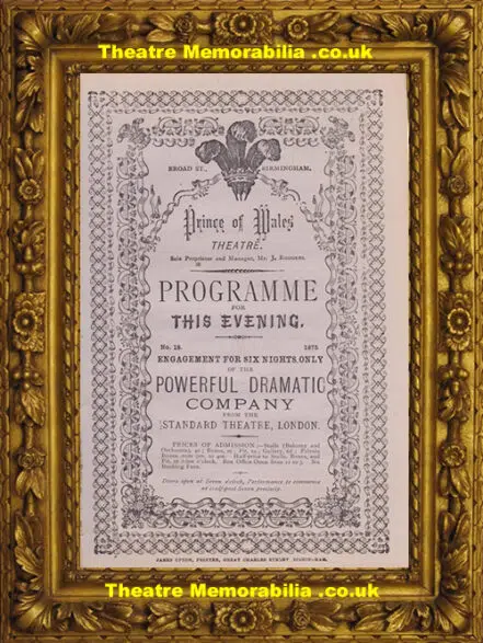 Birmingham Prince Of Wales Theatre – Rank & Fame – 1875