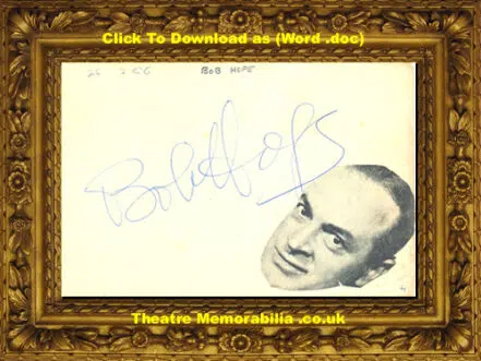Bob Hope Autograph 1956