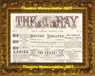 Boston Theatre America – The Ray – The Exiles – 1878 – 1800s