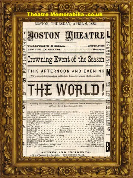 Boston Theatre America – The Ray – The World – 1882