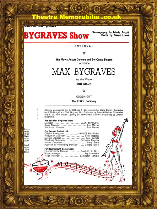 Bournemouth Winter Gardens Theatre - Max Bygraves 1969