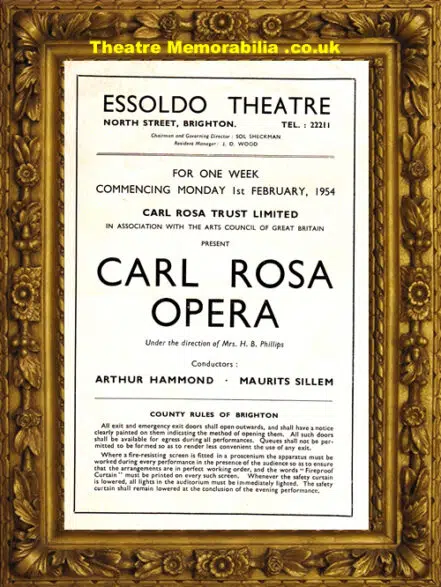 Brighton Essoldo Theatre – Carl Rosa Opera Carmen – 1954