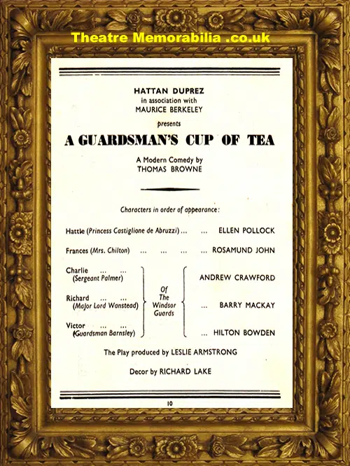 Brighton Theatre Royal - A Guardsman's Cup Of Tea - 1950